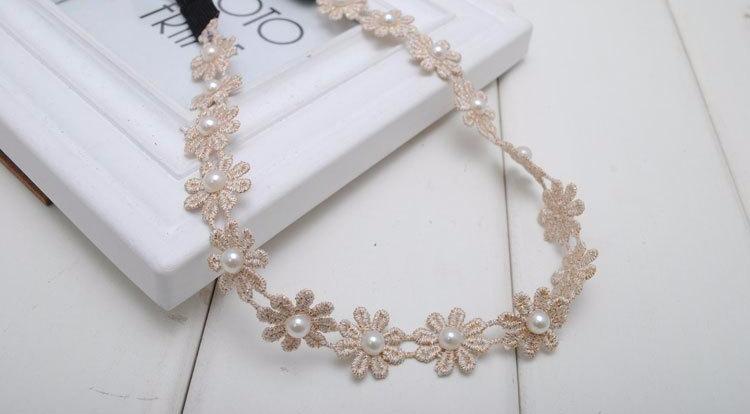 Beige Lace Flowers Crown